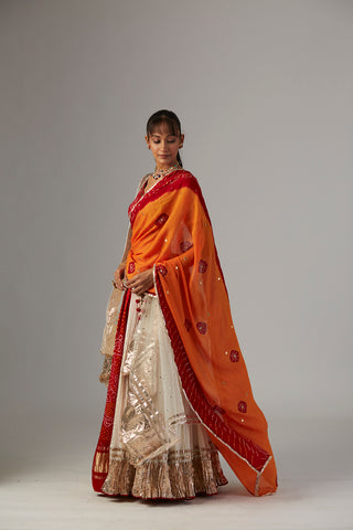 FLAME EMBROIDERED BANDHANI DUPATTA (1 PC)