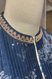 BLUE DUPION FLORAL PRINTED TUNIC ( DC-03A) (1 PC)