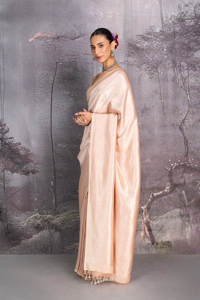 PEACH SILK TISSUE BANARASI SAREE (1 PC)