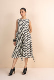 IVORY & BLACK HANDWOVEN COTTON PRINTED DRESS (1 PC)