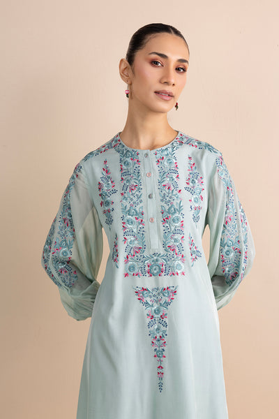 AQUA FLAT CHIFFON MULTICOLOURED EMBROIDERED KURTA SET (2 PCS)