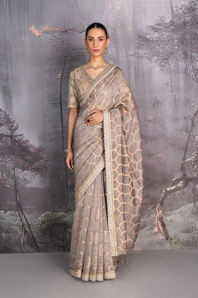 LIGHT MAUVE TISSUE SAREE (2 PCS)