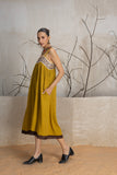 MUSTARD KALA COTTON EMBROIDERED DRESS (1 PC)