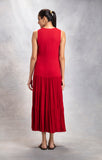 Crimson Red Cotton Tiered Dress (LW-17/DRS)