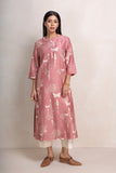 ONION PINK SILK CHANDERI PRINTED TUNIC (1 PC)