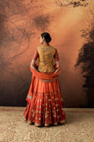 ORANGE & YELLOW TISSUE BROCADE EMB. LEHENGA SET (MH-01C) ( 5 PCS)
