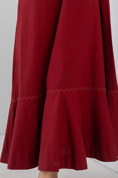 RED MELANGE LONG DRESS (1 PC)