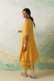 SUNFLOWER YELLOW CHANDERI MULTICOLOR KASHMIRI EMB. KURTA SET (2 PCS)
