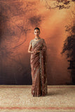 BROWN TISSUE EMB. SAREE SET (2 PCS)