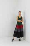 MULTICOLOR COLOR BLOCKED MELANGA TIERED DRESS (1 PC)