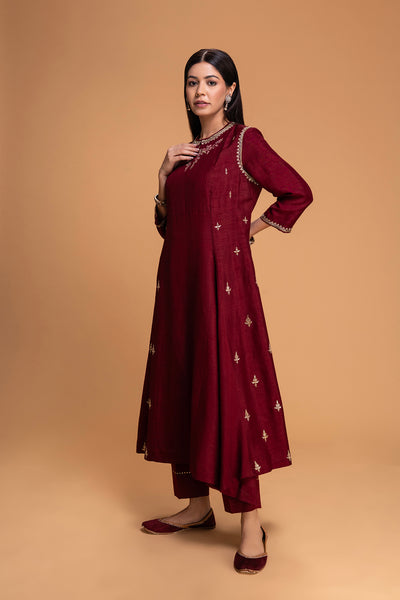 MAROON DUPION EMB. KURTA SET (2 PCS)