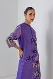 VIOLET FROST SHADED SILK CHANDERI FLORAL PRINTED TUNIC (1 PC)