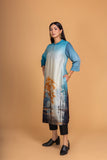 BLUE SILK CHANDERI DAWN PRINTED SHIRT (1 PC)