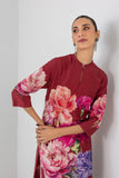 POPPY BLAZE SILK CHANDERI FLORAL PRINTED TUNIC (1 PC)