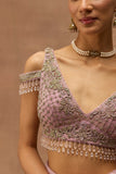 LILAC TULLE NET CRYSTALS EMBROIDERED BLOUSE (FA-54/BLS)