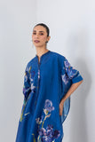 BLUE LAGOON SILK CHANDERI FLORAL PRINTED KAFTAAN SET (2 PCS)