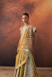 YELLOW & AQUA DUPION EMB. LEHENGA SET(KA-01B) (4 PCS)