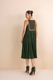 MILITARY GREEN COTTON CRINKLED DRESS (1 PC)