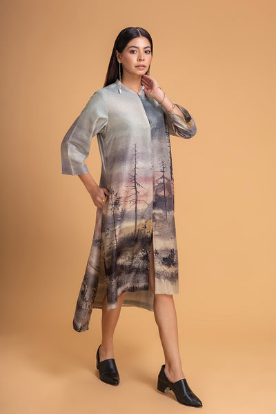 PASTEL PINKS CHANDERI PRINTED PANELED TUNIC (1 PC)