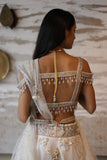 IVORY NET EMBROIDERED CRYSTAL BLOUSE (1 PC)