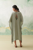 AQUA MODAL SATIN COLORFUL IRIS PETAL EMB KAFTAN (1 PC)