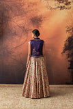 MULTICOLOUR KIMKHWA BORCADE EMB. LEHENGA SET(EVO-05) (5 PCS)