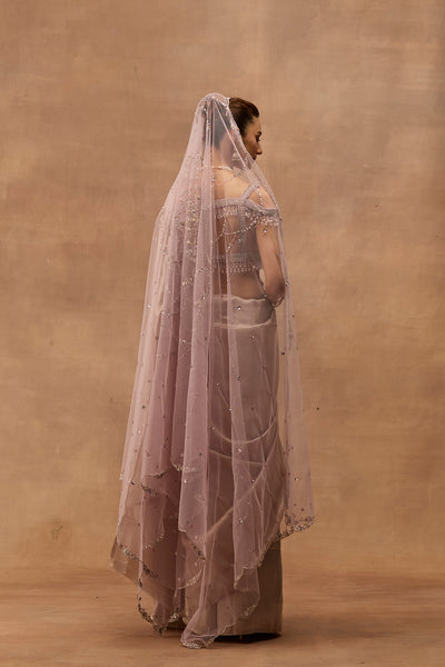 LILAC TULLE NET SCALLOP EMBROIDERED VEIL (FA-54B/VEIL)