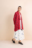 RED RAYON FLORAL PRINTED JACKET (1 PC)