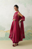 HOT PINK CHANDERI KASHMIRI EMB. ANARKALI SET (4 PCS)