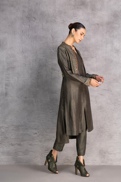 FOREST GREEN DUPION JACKET (1 PC)