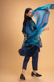 DARK BLUE CHANDERI PRINTED STOLE (1 PC)