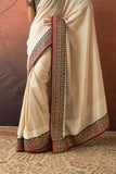 IVORY TISSUE EMB. SAREE SET (2 PCS)