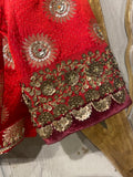 Crimson brocade silk embroidered blouse (SL-03/BLS)
