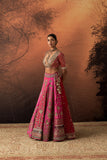 HOT PINK TISSUE MULTIKALI EMB. LEHENGA SET (EVO-09) (3 PCS)
