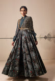 TEAL VELVET PRINTED SKIRT (1 PC)