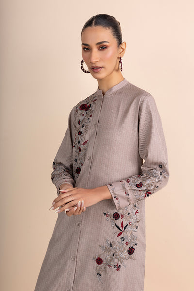 BEIGE EMBROIDERED KURTA SET (2 PCS)