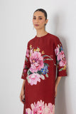 POPPY BLAZE DUPION CHINA ROSE PRINTED TUNIC (1 PC)