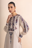 BEIGE FLAT CHIFFON MULTICOLOURED EMBROIDERED KURTA SET (2 PCS)