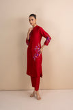 RED EMBROIDERED KURTA SET (2 PCS)