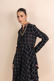 BLACK HANDWOVEN COTTON ASSYMETRICAL JACKET (1 PC)