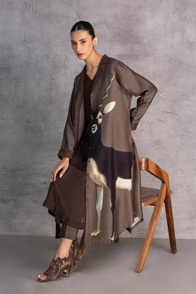 TOBACCO BROWN DUPION JACKET (1 PC)