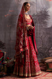 RED DUPION EMBROIDERED LEHENGA SET (4 PCS)