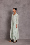 AQUA COTTON MARBLE PRINTED DRAPE DRESS (1 PC)