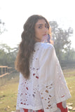 WHITE LINEN DOT CUTWORK EMBROIDERED JACKET (CM-17/JKT)