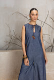 NAVY BLUE DENIM EMBROIDERED JUMPSUIT (1 PC)