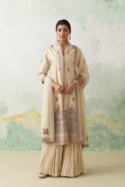 TOOSH CHANDERI KASHMIRI MULTICOLOUR EMBROIDERED JACKET SET(3 PCS)