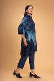 DARK BLUE CHANDERI PRINTED SHIRT (1 PC)