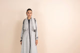 GREY HANDWOVEN COTTON LONG TRENCH COAT (1 PC)