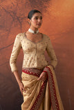 GOLD TUSSAR SILK EMB. PEPLUM BLOUSE (1 PC)