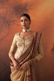 GOLD TISSUE SAREE WITH RED BORDER & UNSTITCHED BLOUSE (2 PCS)